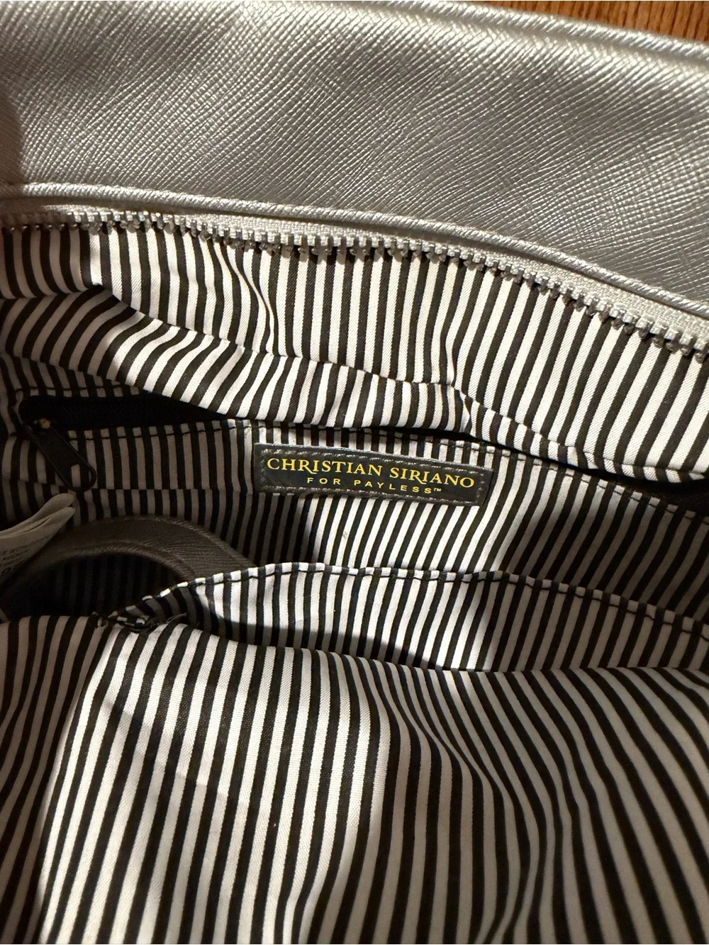 Christian Siriano Silver Tote Bag with detachable shoulder strap